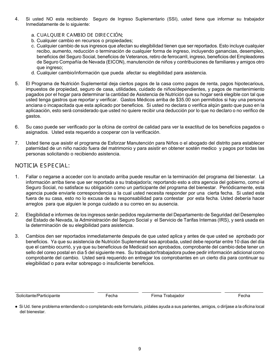 Formulario 2920-EMS Aplicacion Para Asistencia - Nevada (Spanish), Page 11