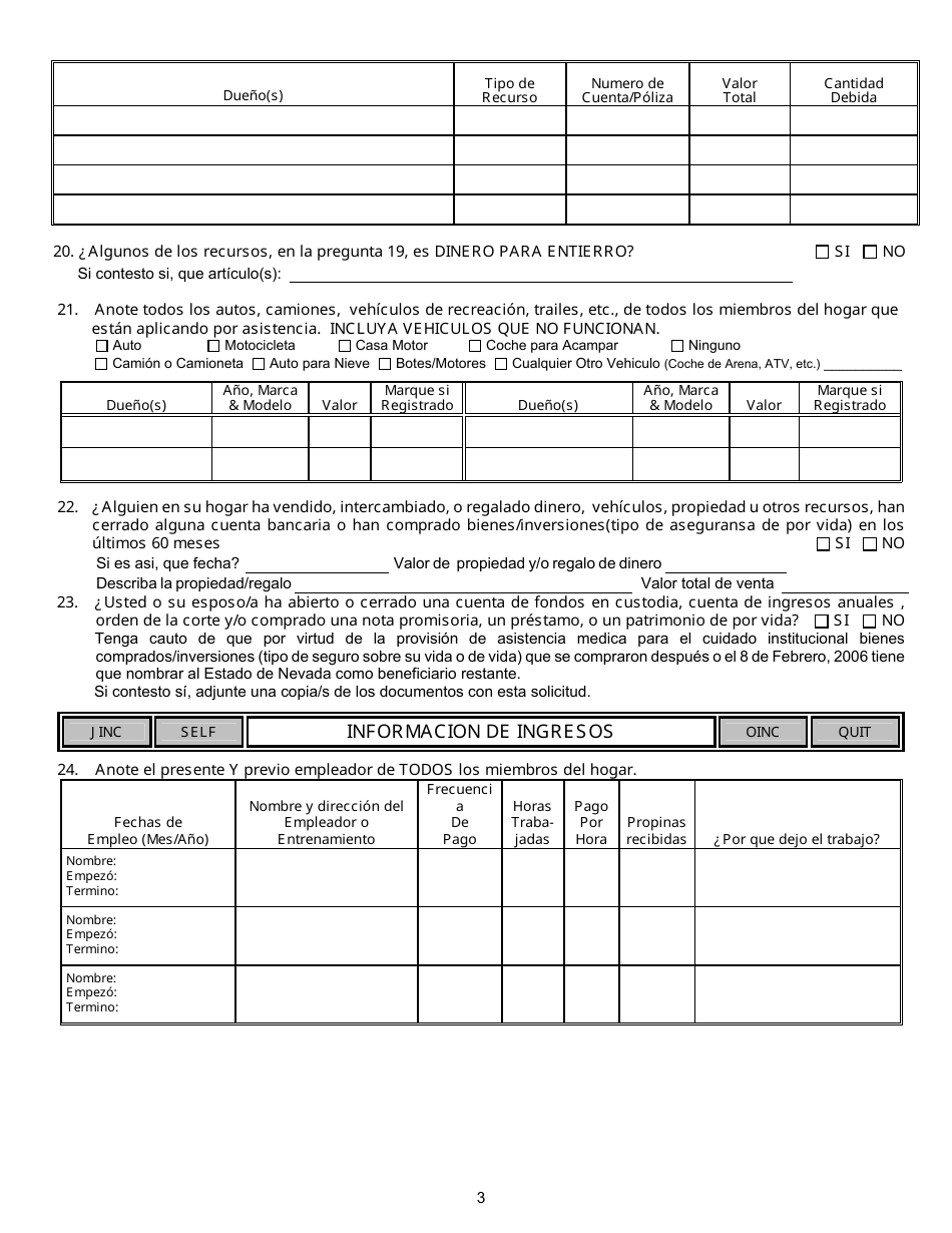 Formulario 2920-EMS Aplicacion Para Asistencia - Nevada (Spanish), Page 5
