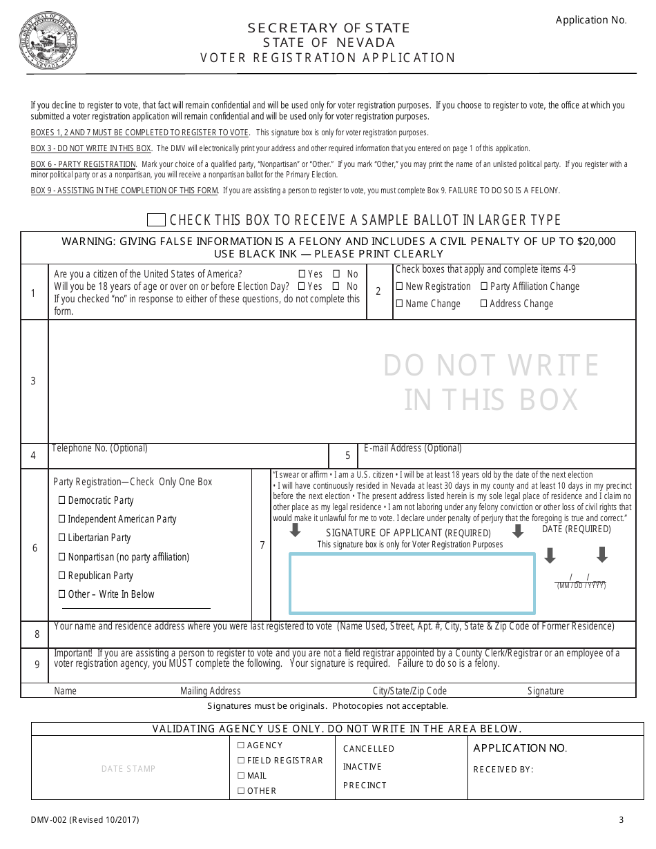 Form DMV-002 Application for Driving Privileges or Id Card - Nevada, Page 3