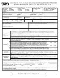 Document preview: Formulario DMV-002 Solicitud De Privilegios De Conducir O De Tarjeta De Identificacion - Nevada (Spanish)