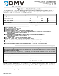 Document preview: Form DMV-007 Application for Alternate Address - Nevada