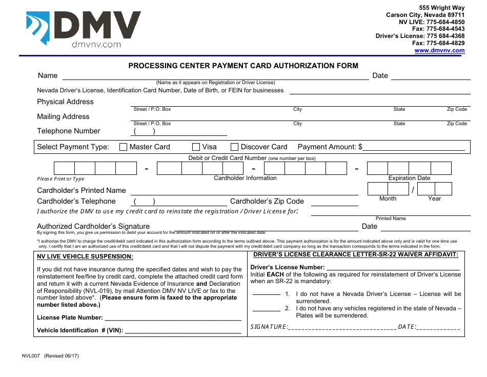 Form NVL007 - Fill Out, Sign Online and Download Fillable PDF, Nevada ...