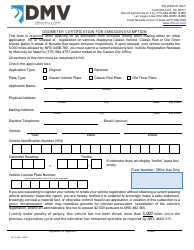 Form EC-18 &quot;Odometer Certification for Emission Exemption&quot; - Nevada