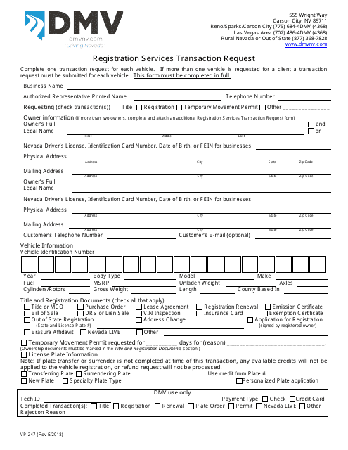 Form VP-247  Printable Pdf