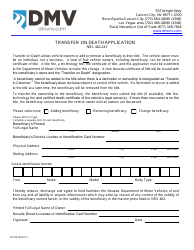 Document preview: Form VP239 Transfer on Death Application - Nevada