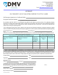Form SI-04 &quot;Affidavit - Self-insurer's Use of Adjusting Company to Settle Claims&quot; - Nevada