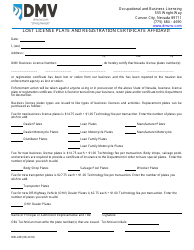 Document preview: Form OBL238 Lost License Plate and Registration Certificate Affidavit - Nevada