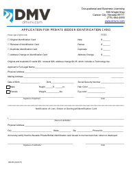 Document preview: Form OB250 Application for Private Bidder Identification Card - Nevada