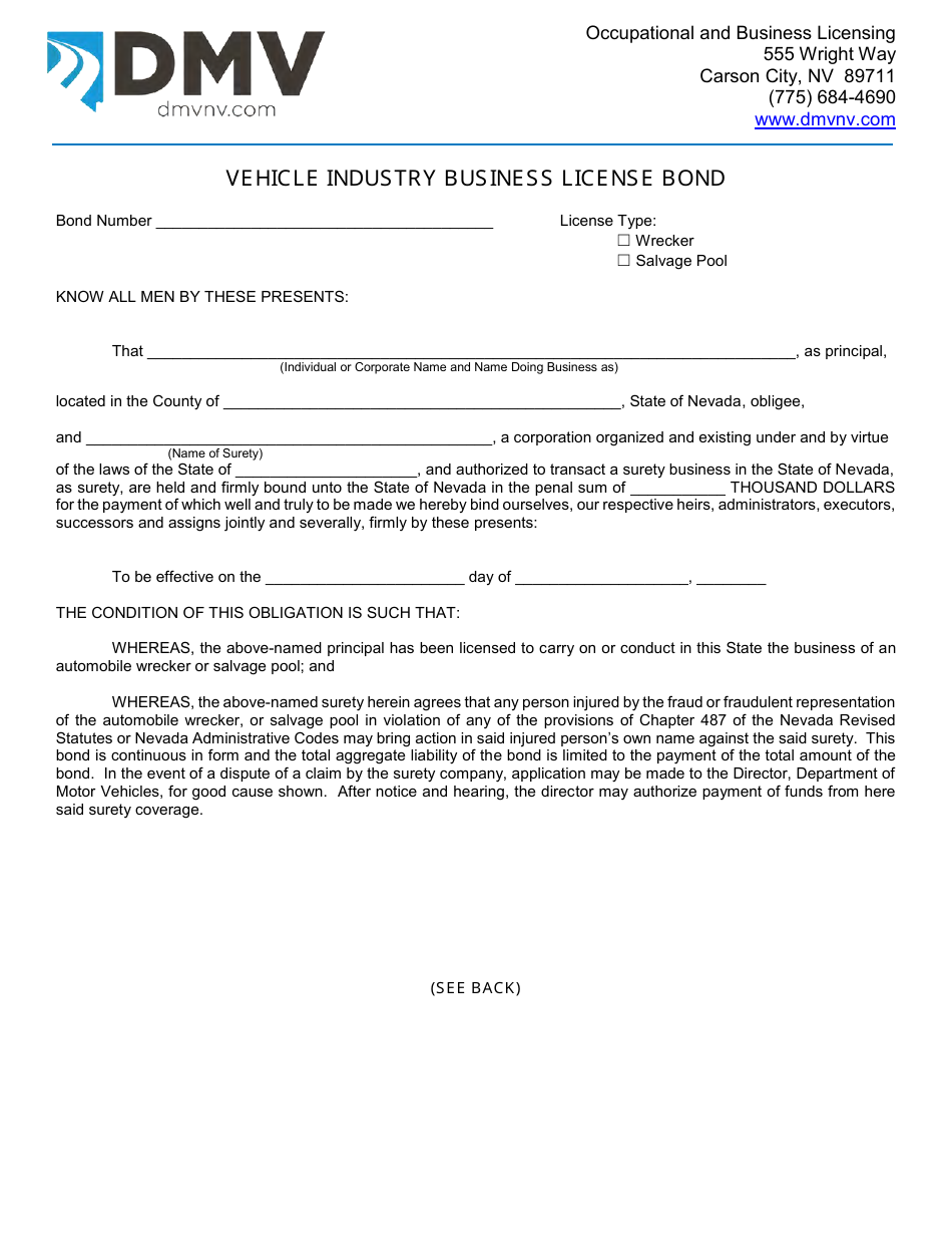 Form OBL262 - Fill Out, Sign Online and Download Fillable PDF, Nevada ...