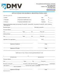 Document preview: Form OBL252 Application for Business Identification Card - Nevada