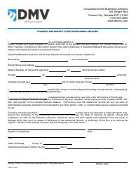 Document preview: Form OBL287 Consent and Waiver to Obtain Banking Records - Nevada