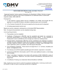 Form EC-7 New Emission Inspector License Packet - Nevada