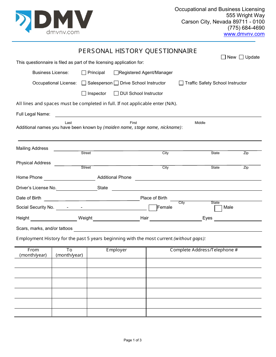 Form EC-7 New Emission Inspector License Packet - Nevada, Page 3