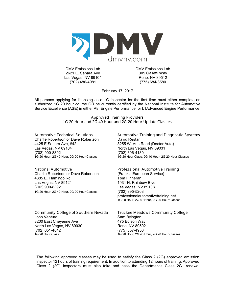 Form EC-7 New Emission Inspector License Packet - Nevada, Page 7