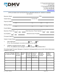 Document preview: Form EC-27 Application for Participation & Memorandum of Understanding - Nevada