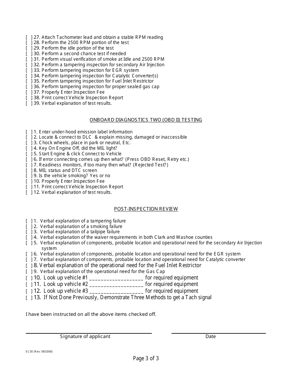Form EC30 Fill Out, Sign Online and Download Printable PDF, Nevada