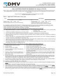 Form CDL004 Cdl Certification for Waiver of Skills Tests - Nevada