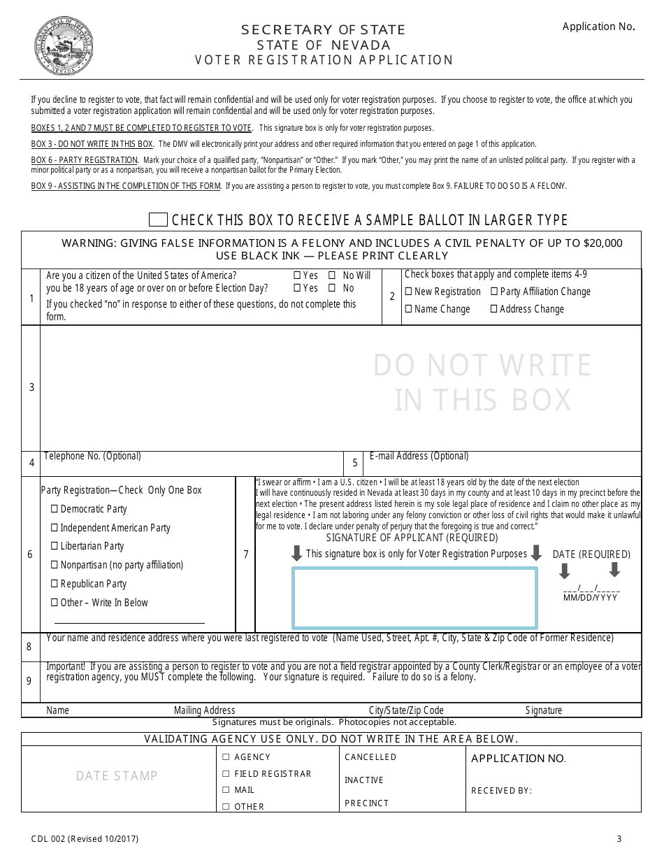 Form CDL-002 Application for Commercial Driving Privileges - Nevada, Page 3