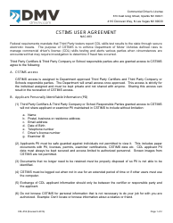 Document preview: Form CDL-052 Cstims User Agreement - Nevada