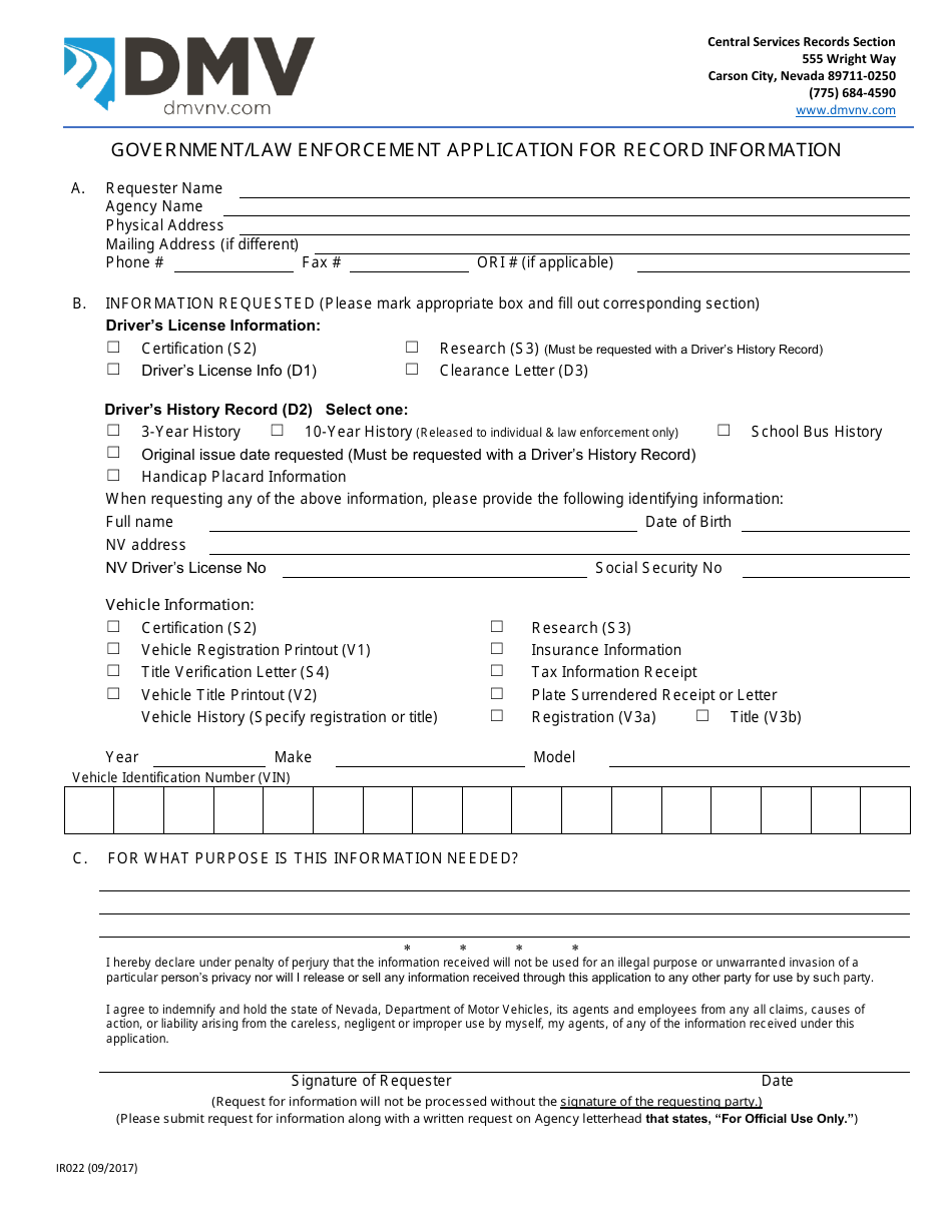 Form Ir022 Fill Out Sign Online And Download Fillable Pdf Nevada Templateroller 8066