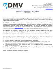 Form NVL020 Agent Affidavit - Nevada