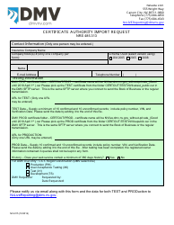 Document preview: Form NVL015 Certificate Authority Import Request - Nevada