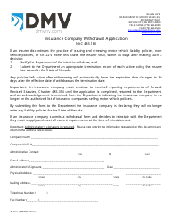 Document preview: Form NVL011 Insurance Company Withdrawal Application - Nevada