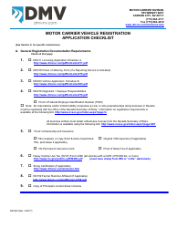 Form MC090 Motor Carrier Vehicle Registration Application Checklist - Nevada