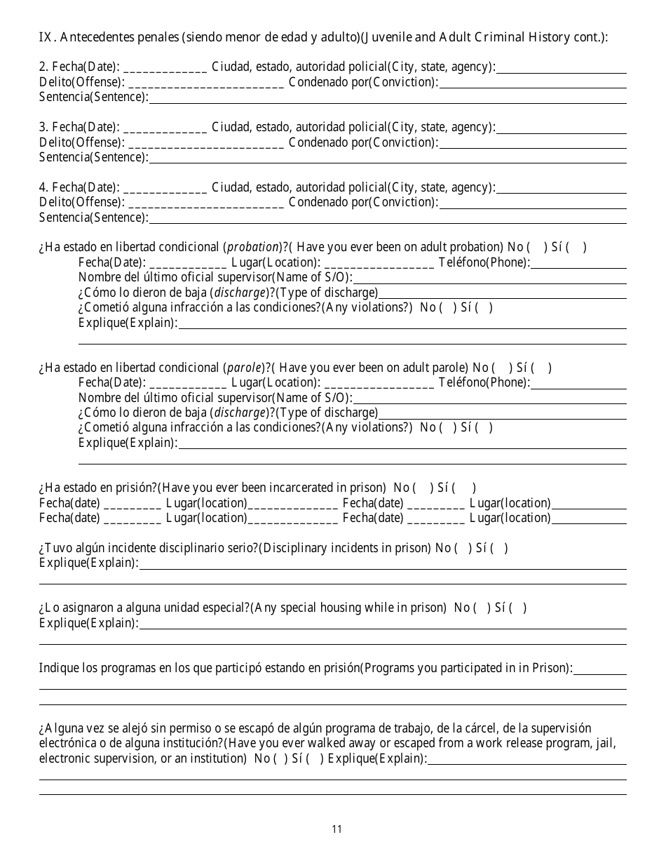 Cuestionario Para Determinar Antecedentes - Nevada (Spanish), Page 11