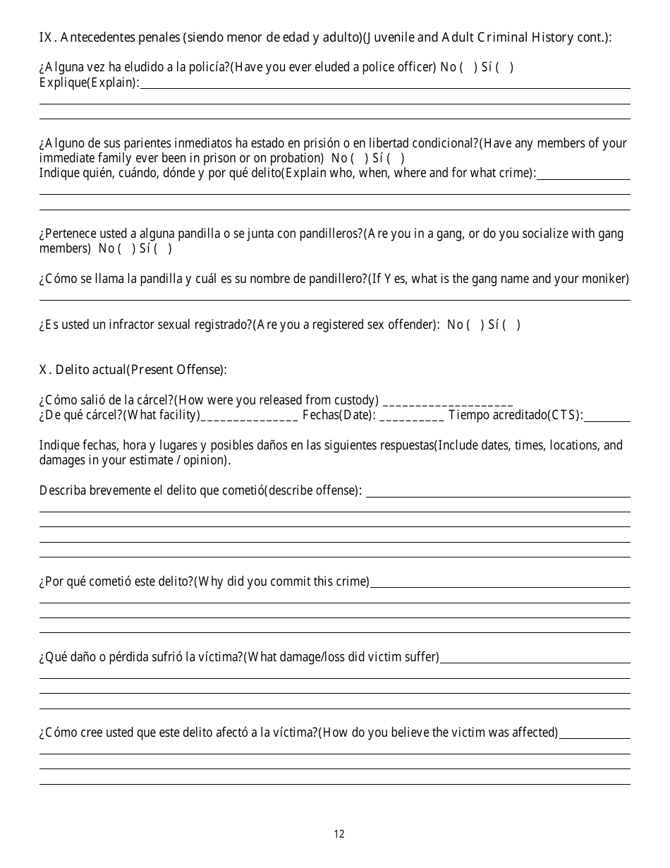 Cuestionario Para Determinar Antecedentes - Nevada (Spanish), Page 12