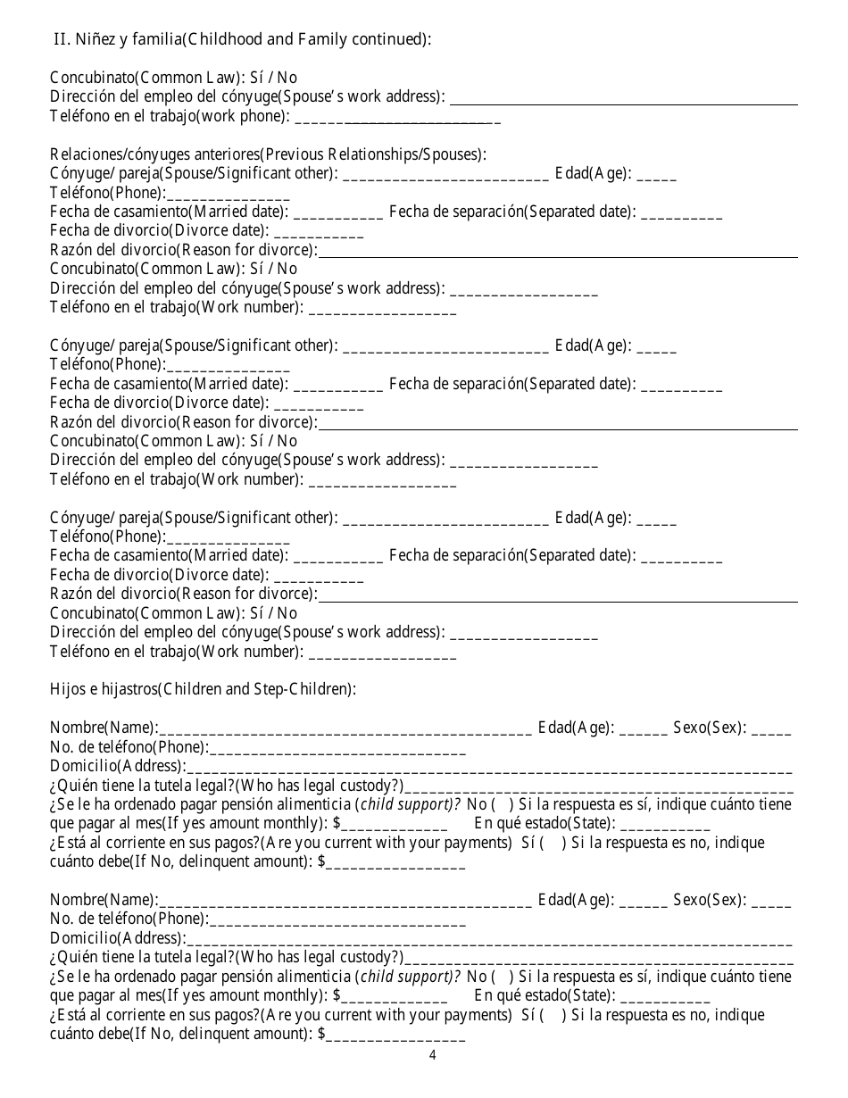 Cuestionario Para Determinar Antecedentes - Nevada (Spanish), Page 4