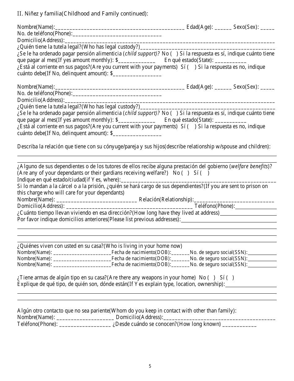Cuestionario Para Determinar Antecedentes - Nevada (Spanish), Page 5