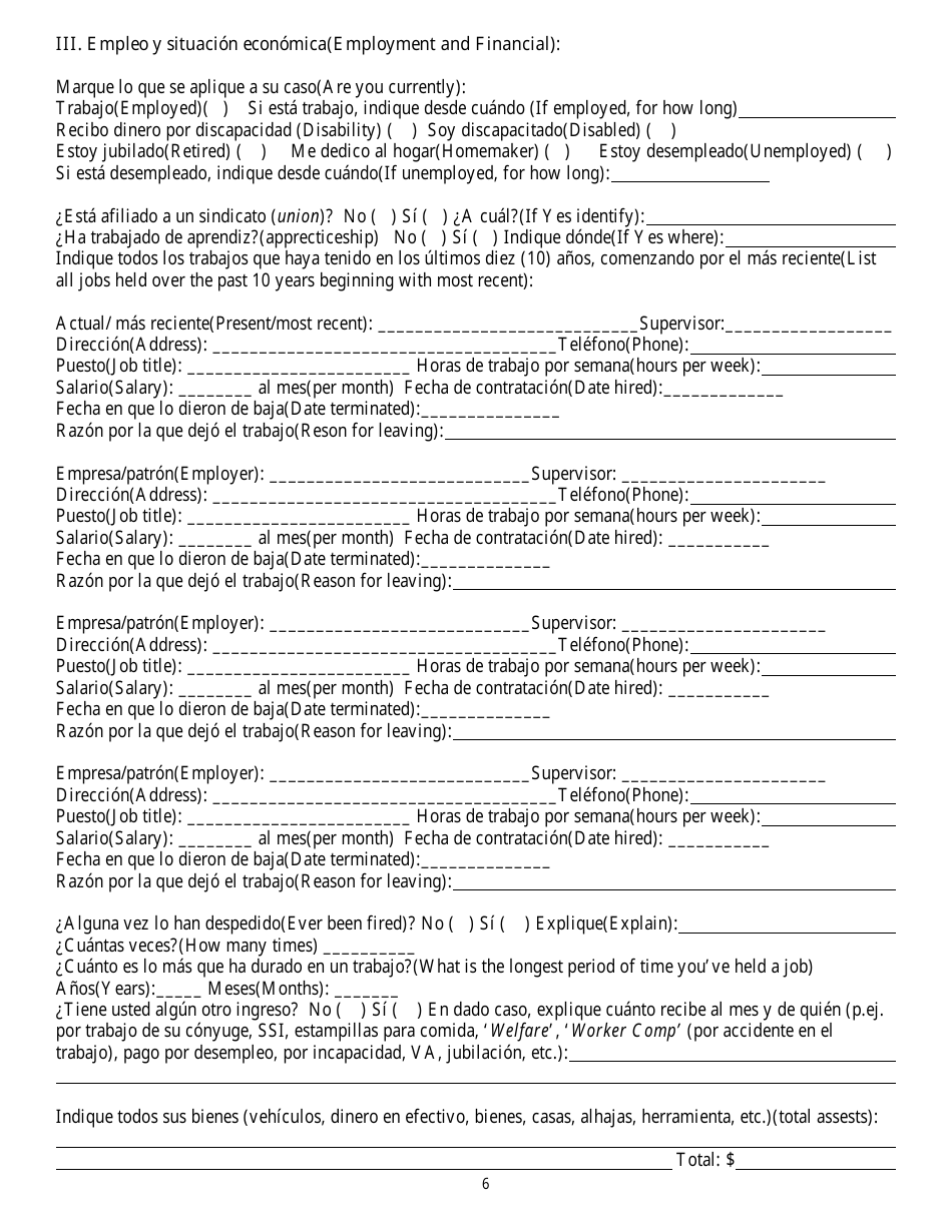 Cuestionario Para Determinar Antecedentes - Nevada (Spanish), Page 6