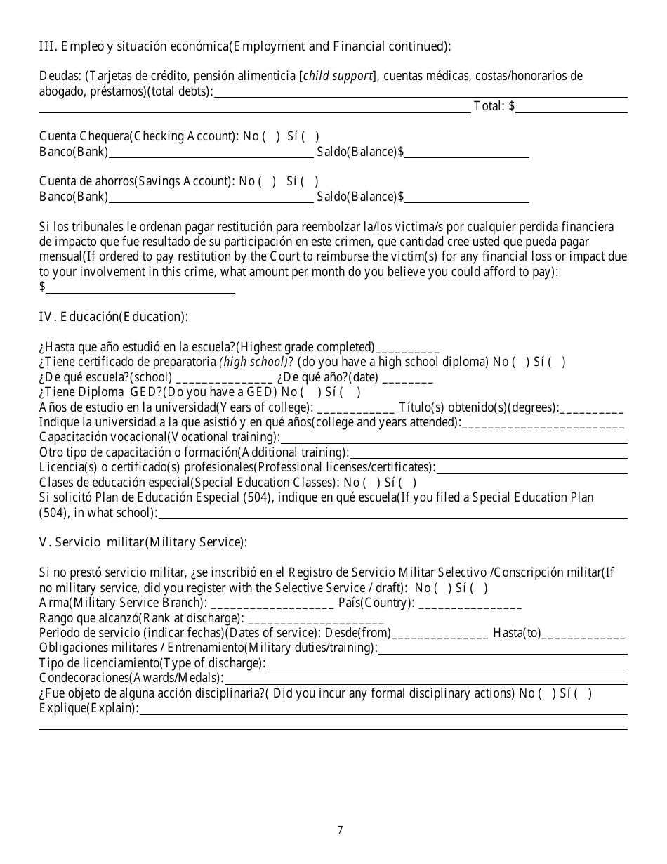 Cuestionario Para Determinar Antecedentes - Nevada (Spanish), Page 7