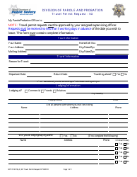 Form NPP OFS019 Travel Permit Request - Sex Offender - Nevada