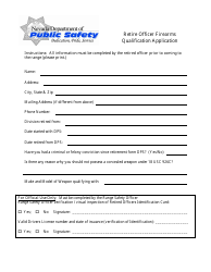 Document preview: Retire Officer Firearms Qualification Application Form - Nevada