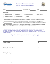 Form NPP OFS035 &quot;Offender Program Acknowledgement&quot; - Nevada