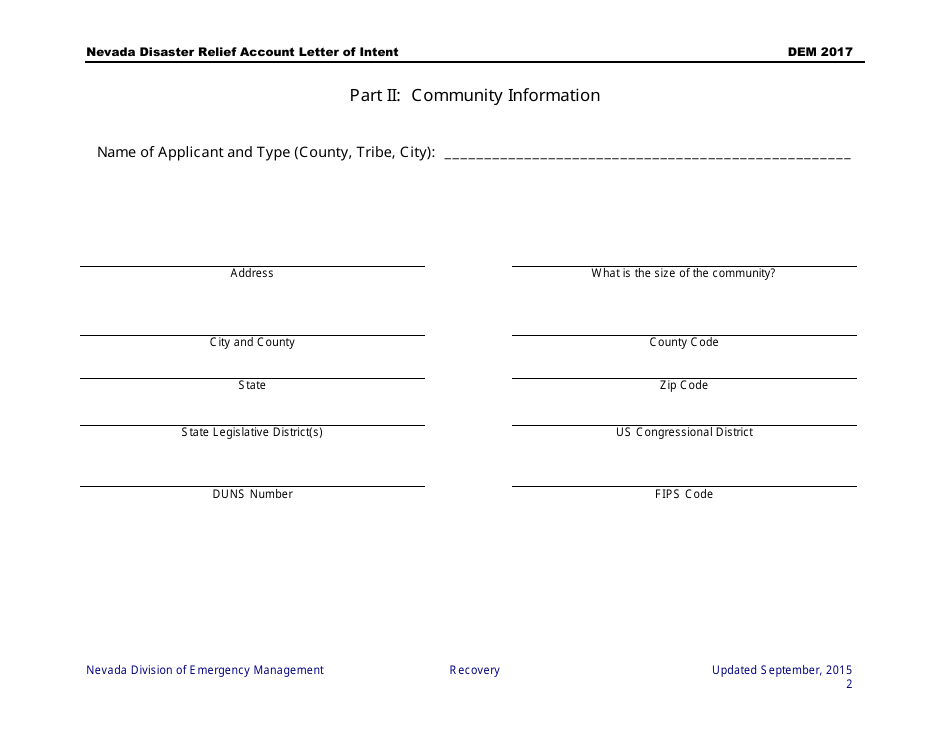 Disaster Relief Account Letter of Intent - Nevada, Page 3