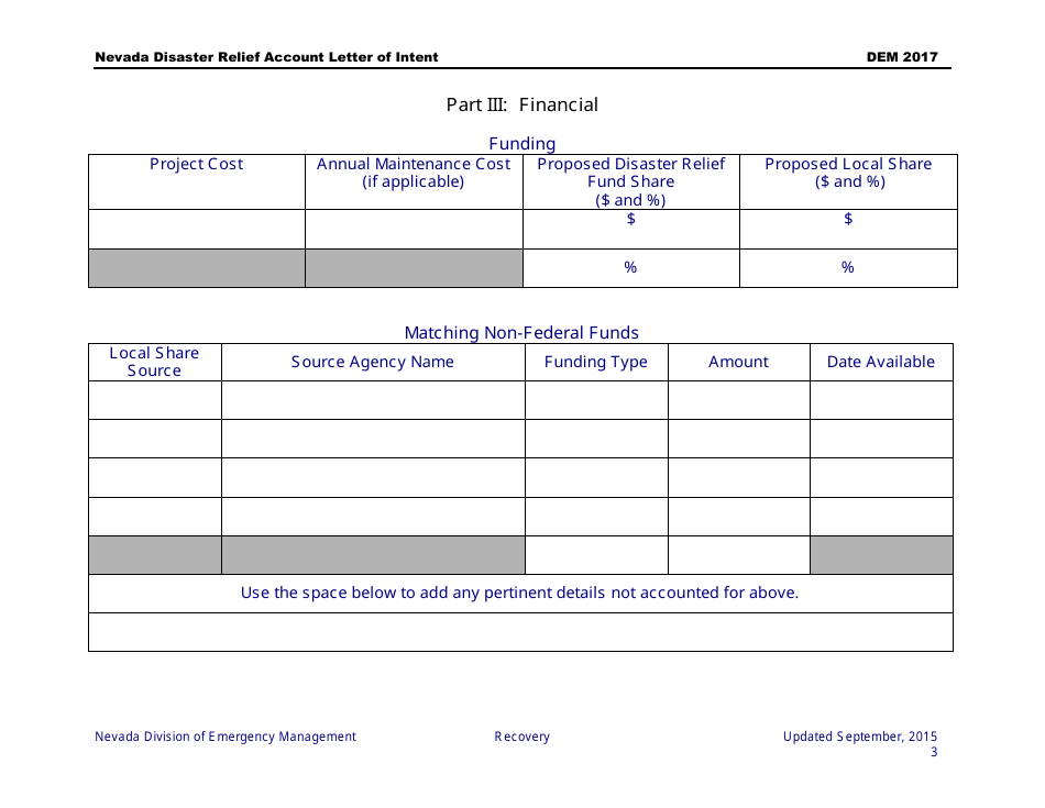 Disaster Relief Account Letter of Intent - Nevada, Page 4
