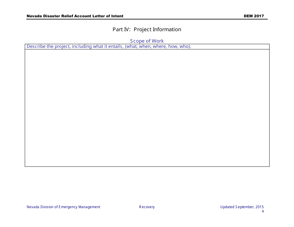 Disaster Relief Account Letter of Intent - Nevada, Page 5