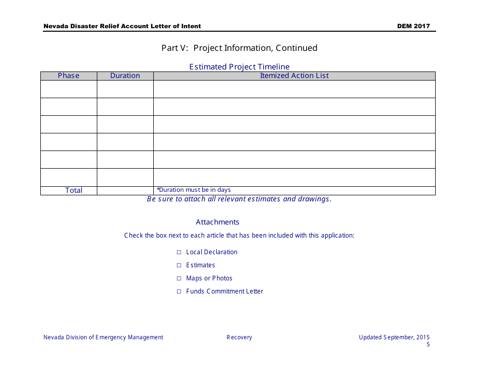 Disaster Relief Account Letter of Intent - Nevada, Page 6