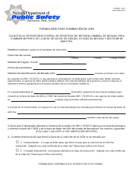 Formulario Para Eliminacion De Adn - Nevada (Spanish)