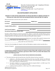 Form 0000RCCD-005 Dna Expungement Application - Nevada