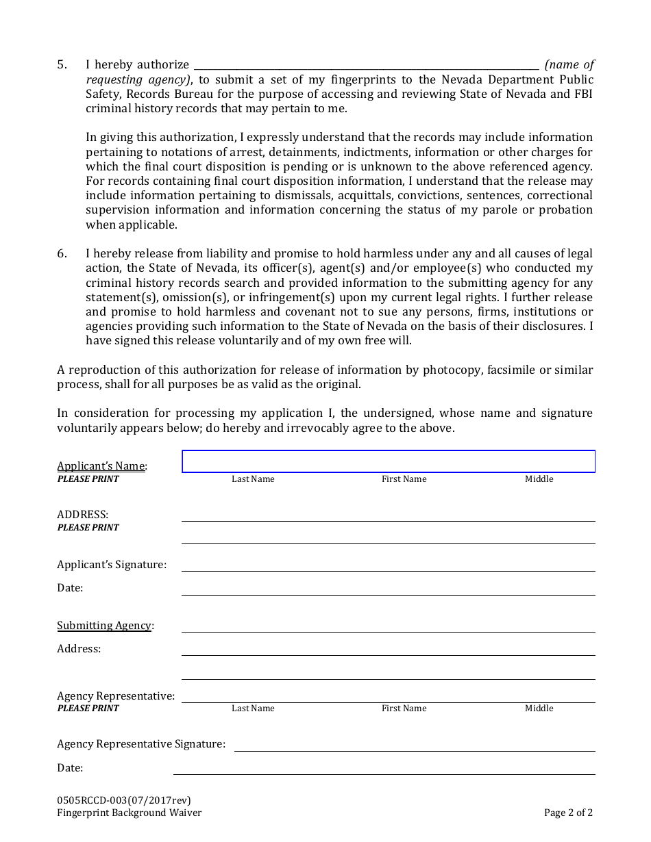 Form 0505RCCD-003 - Fill Out, Sign Online and Download Fillable PDF ...