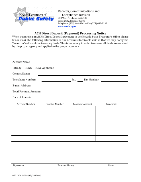 Form 0501RCCD-004  Printable Pdf