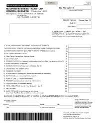 Form TXR-020.05 (MBT-GB) Modified Business Tax Return-General Businesses - Nevada