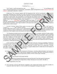 Document preview: Contract and Bond Form - Sample - Nevada
