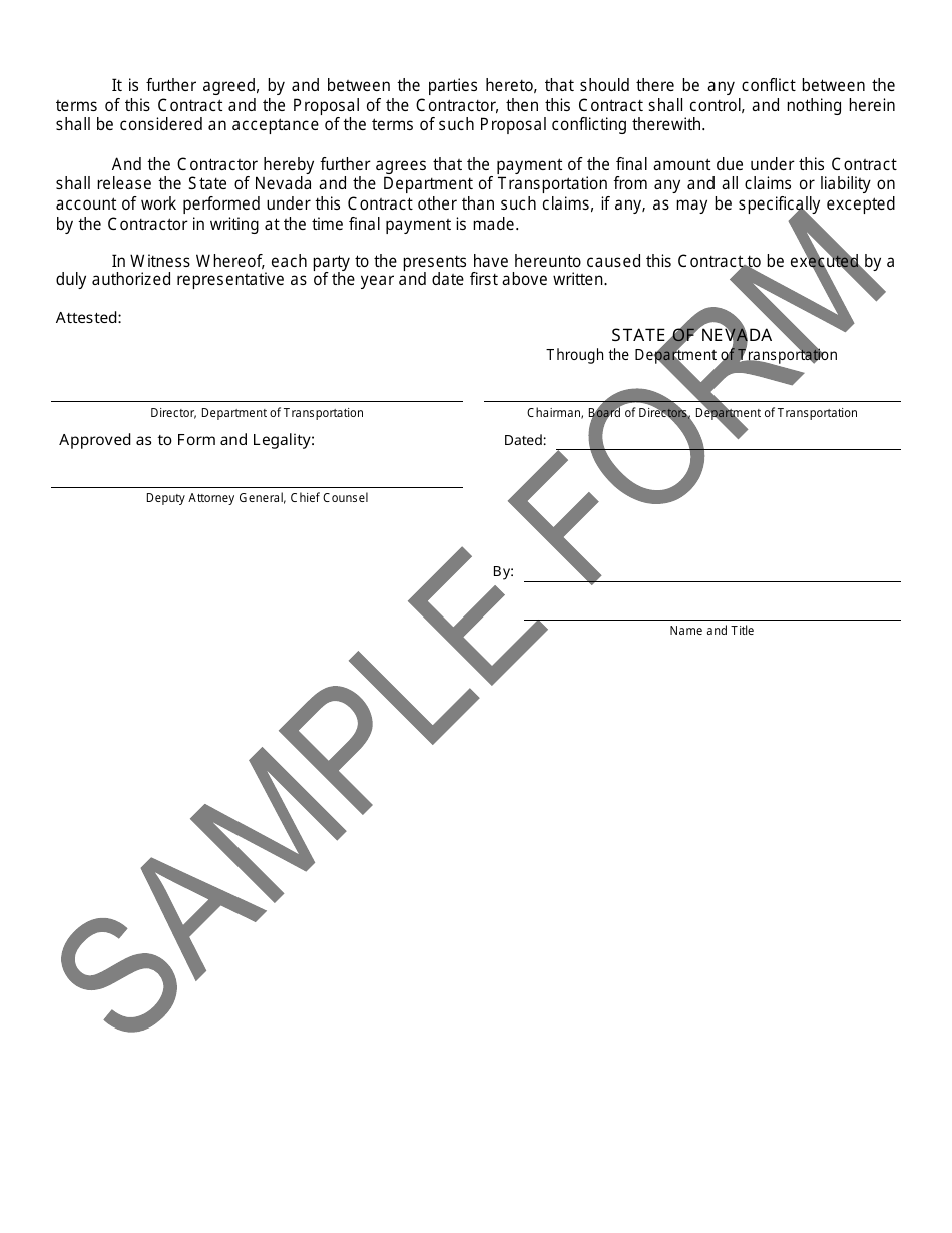 Contract and Bond Form - Sample - Nevada, Page 3