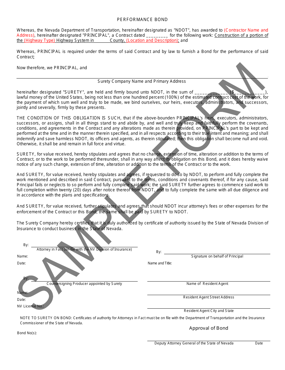 Contract and Bond Form - Sample - Nevada, Page 4