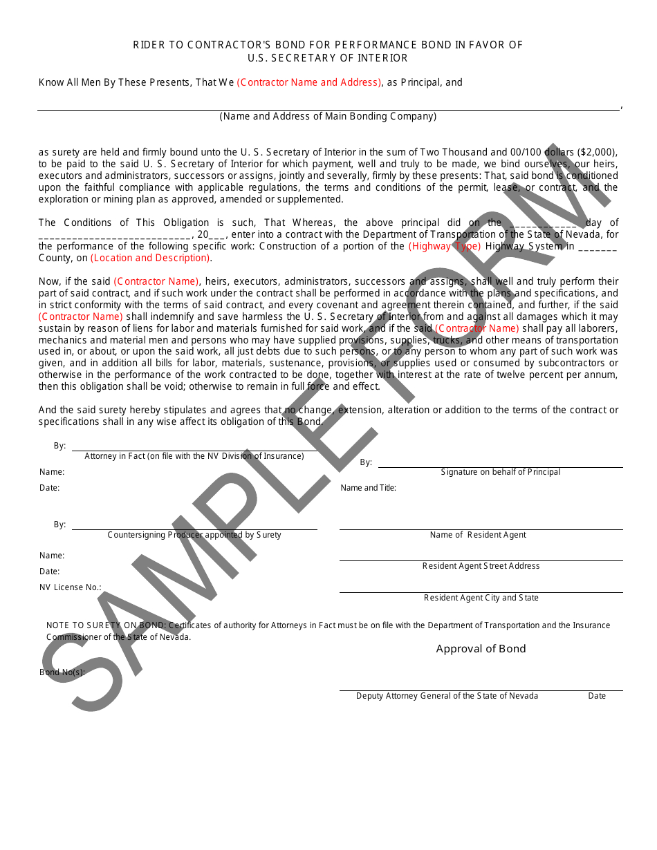 Contract and Bond Form - Sample - Nevada, Page 6